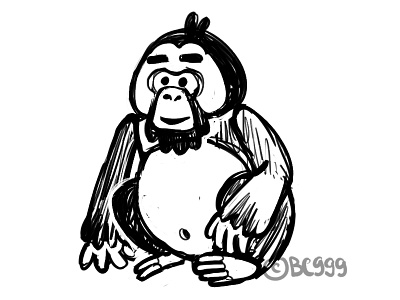 Orangutan sketch animal ape bw character childish illustration monkey orangutan sketch