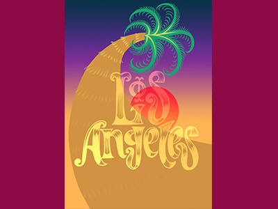 Los Angeles branding calligraphy design illustration lettering letters logo los angeles night palmtree sky sun sunset travel type typeface typography