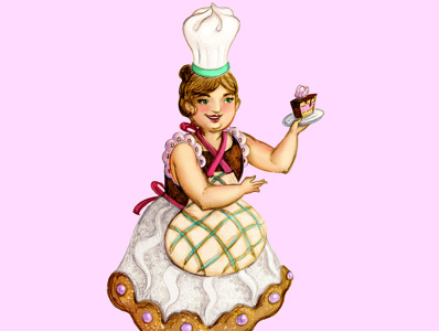 madam Meringue art cake character childish comic cook design human illustration meringue sweet woman
