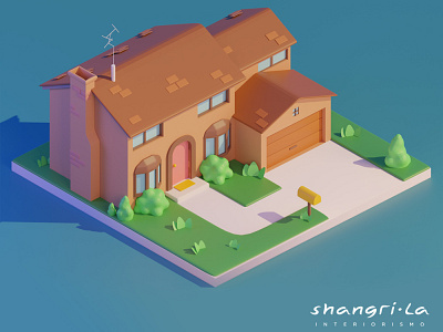 Simpsons House blender blender 3d blender3d blendercycles design house lowpoly lowpolyart simpson