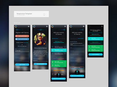 Responsive Mobile Sign Up Process branding button calendar list mobile responsive schedule signup social ui ux website