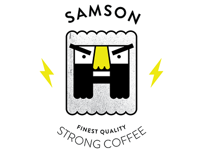 Samson Strong Coffee character coffee gold illustration lightning logo texture