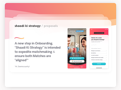 Shaadi Ki Strategy — Proposal aesthetic clean dating design insight interface matchmaking minimal presentation product research shaadi strategy ui