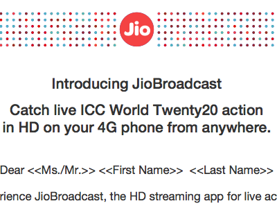 Jio Broadcast Emailer design emailer mail newsletter print