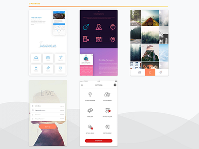 Mobile Moodboard Template app board color free gradients grid icons illustrations mobile screens sketch template