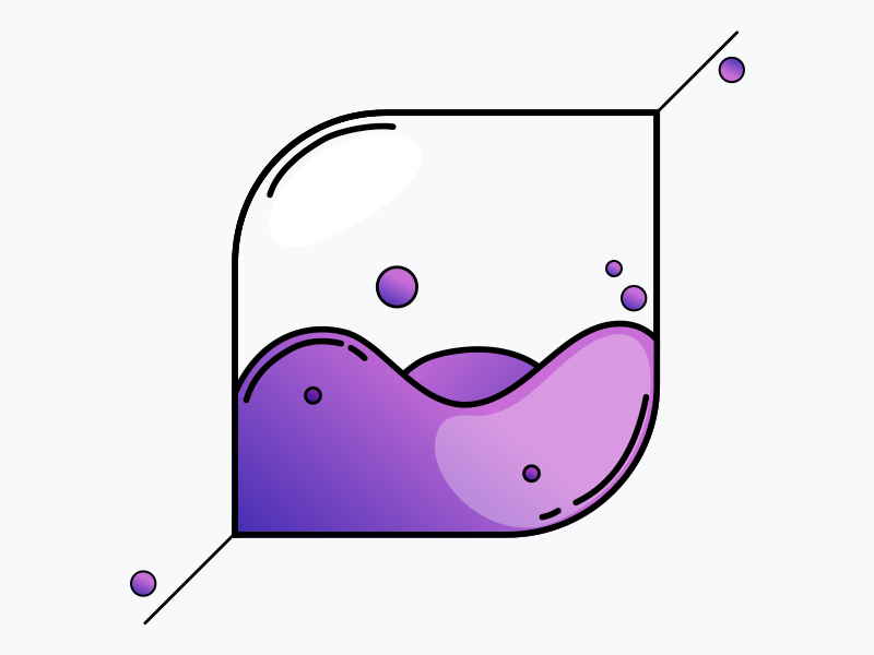 Genderfluid liquid bottle. water illustration flask glass purple type sex gender