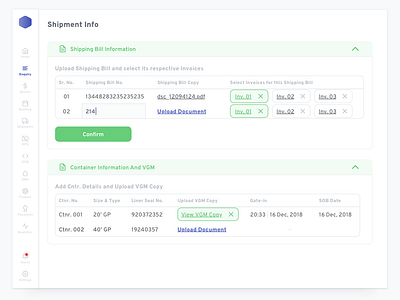 6. Shipment Info Wireframe