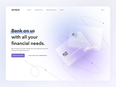 dot•Bank 10c 10clouds banking cards clean concept design financial glass gradient hero page simple ui ux uxui website