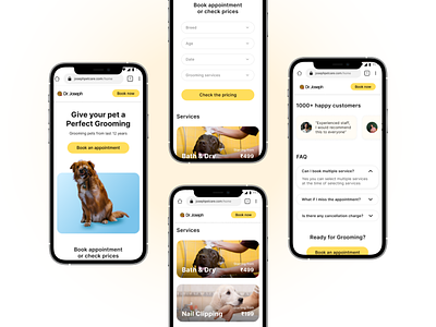 Website for booking grooming appointments app appointment design illustration landing pages mobile pet product design suraj sharma web page
