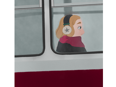Girl on Bus art illustration procreate