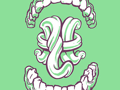 Tied illustration teeth tied tongue