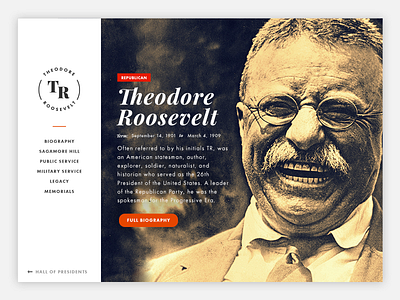 Teddy Roosevelt card photography photoshop political president ui user interface web design