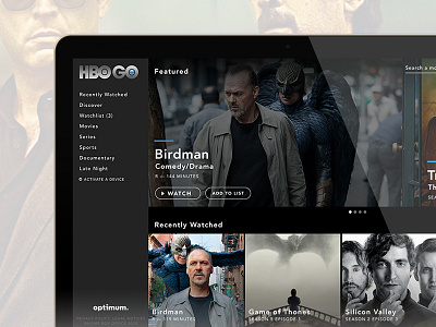 HBOGO Redesign hbo photoshop tv ui user interface