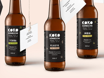 KOKO Kombucha brand branding craft creative drink handmade kombucha label logo packaging product design stationery visual identity