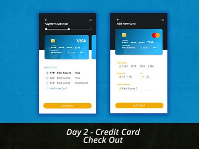 Day 2 - Credit Card Check Out adobe app checkout dailyui design ui uichallenge ux xd