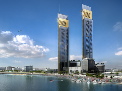 Lamar Towers Project 3d 3dsmax architecture visualization design exterior ocean red render sea towers vray