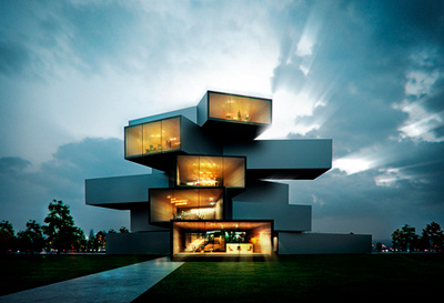 Modern House 3d architecture visualization design render vray