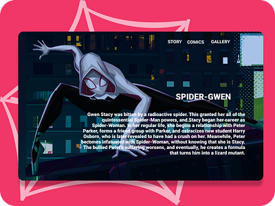Spider-gwen web design marvelcomics ui ux webdesign