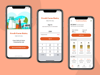 Fresh Farm Dairy app clean ui dairy design ecommerce ecommerce app ecommerce design farm fresh milk mobile