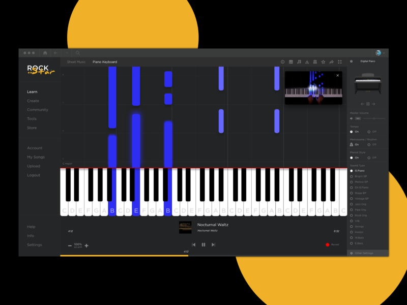 RockStar - Learn Piano (Keyboard) keyboard learn learning app piano piano game rockstar web app