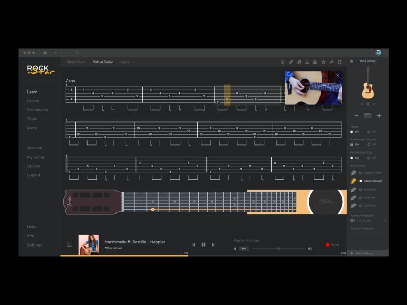 RockStar - Learn Guitar (Chords) guitar learn learn guitar learning app learning platform music music app musical instrument musician rockstar sheet music web app
