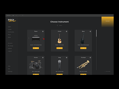 RockStar  - Select Instrument and Music - Onboarding