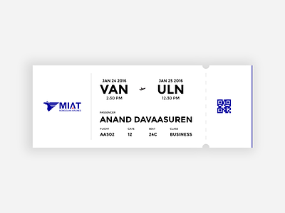 Mongolian Airlines - Boarding pass