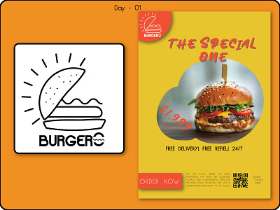 Day - 01 (30 days challenge) 30daychallenge 30days 30dayschallenge 30daysofdesign burger burger logo burgers flyer flyer artwork flyer design flyers illustration logo logo design logodesign logos logotype minimal minimalist logo