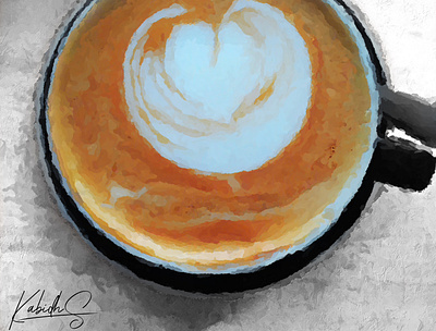 Morning Coffee Digital Paint cappuccino coffee digital art digital illustration digital painting digitalart latte latte art
