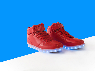 Red LED Shoes Product Background Remove by Clipping Path amazon product background color change background removal service background remove clipping path cutout image object remove pen tool product retouch transparent background