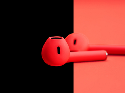 Red earbuds Product Background Remove by Clipping Path