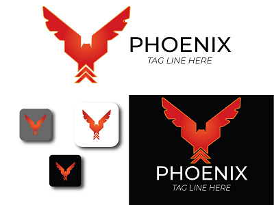 Phoenix Logo Template + wings logo art bird bird logo brand branding business company design eagle fantastic fire flame fly illustration illustrator logo phoenix logo