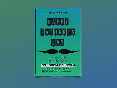 Happy Father's Day Poster or Flyer Vector Template background card celebration dad day decoration gift greeting happy illustration template vector