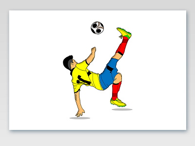 Bicycle Kick Football Soccer Vector Art boy