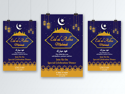 Happy Eid Al Adha Mubarak Islamic Poster Design Template marketing