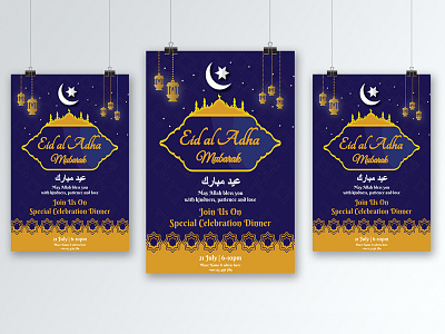 Happy Eid Al Adha Mubarak Islamic Poster Design Template