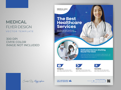 Modern Medical Health Care Flyer Template Download blue branding business corona corporate covid creative flyer flyer design graphic design health healthcare illustration medical modern poster print ready template template download vector