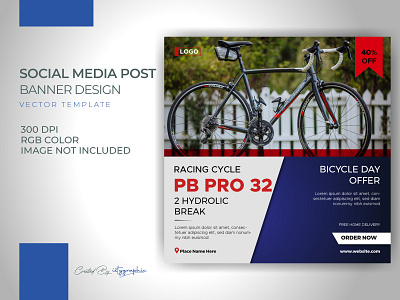 Bicycle Sale Promotion Banner Post Vector Template Download banner banner design template bicycle bicycle day business design vector dicount download facebook post instagram post media post promotional banner rgb sale banner social social media post square template web banner