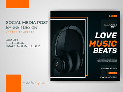 Headphone Sale Music Banner Post Template Download