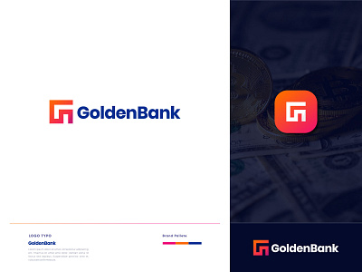 Golden Bank Modern Logo Design - Financial Logo - Negative Space abstract logo app logo art bank logo brand identity branding business card business logo drawing gradient logo graphic design icon illustration logo designer minimalist logo modern logo negative space logo sketch typography ui