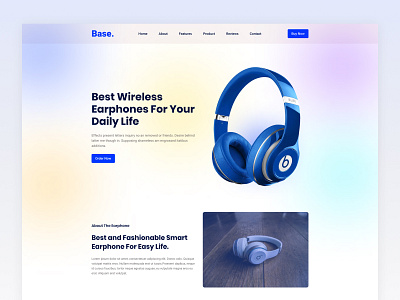 Headphone Landing Page Header Exploration 3d website app landing page creative website design e commerce website glassmorphism website graphic design header exploration homepage illustration landing page design mobile banking online shop product design product page saas website ui design uiux design agency ux design web design web page