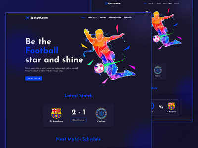 Esoccer Sports Club - Landing Page concept 3d website basketball brand identity ecommerce figma fitness football academy football club homepage game graphic design illustration illustration website learning mobile app modern website product design sports landing page uiux web design website