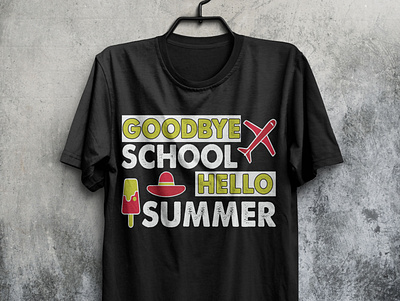 Goodbye school hello summer t shirt free t shirt goodbye school hello summer print summer summer t shirt summer vector t shirt t shirt design t shirt design idea t shirt design vector typography typography t shirt design