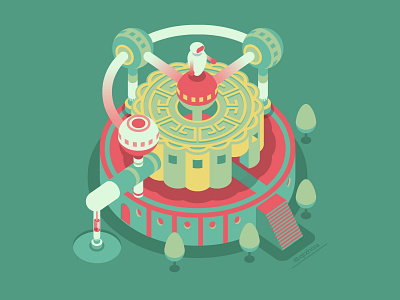 moon cake isometric design qrcode 品牌 设计