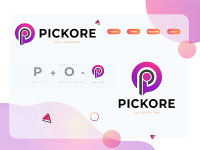 Pickore P+O Letter combination Logo 3d bestshot branding creative creative logo design graphic design illustration logo minimalist modern ologo plogo pologo ui
