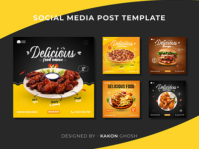 Food Social Media Post Templates I Food Social Media Banner Ads