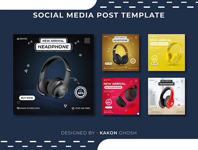 Headphone Social Media Post Templates I Ad banner banner banner ad banner ads banner advertising banner design brand design branding design facebook banner headphone instagram banner marketing product banner social media banner social media post socialmedia web banner