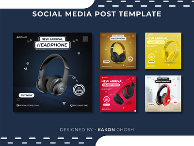 Headphone Social Media Post Templates I Ad banner