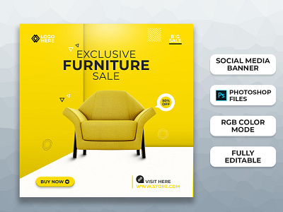 Furniture Social Media Post Templates I Ad Banners