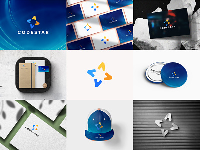 CodeStar Logo Design abstract blockchain brand design brand identity branding code coding development fintech icon it logo programming software software firm tech technology